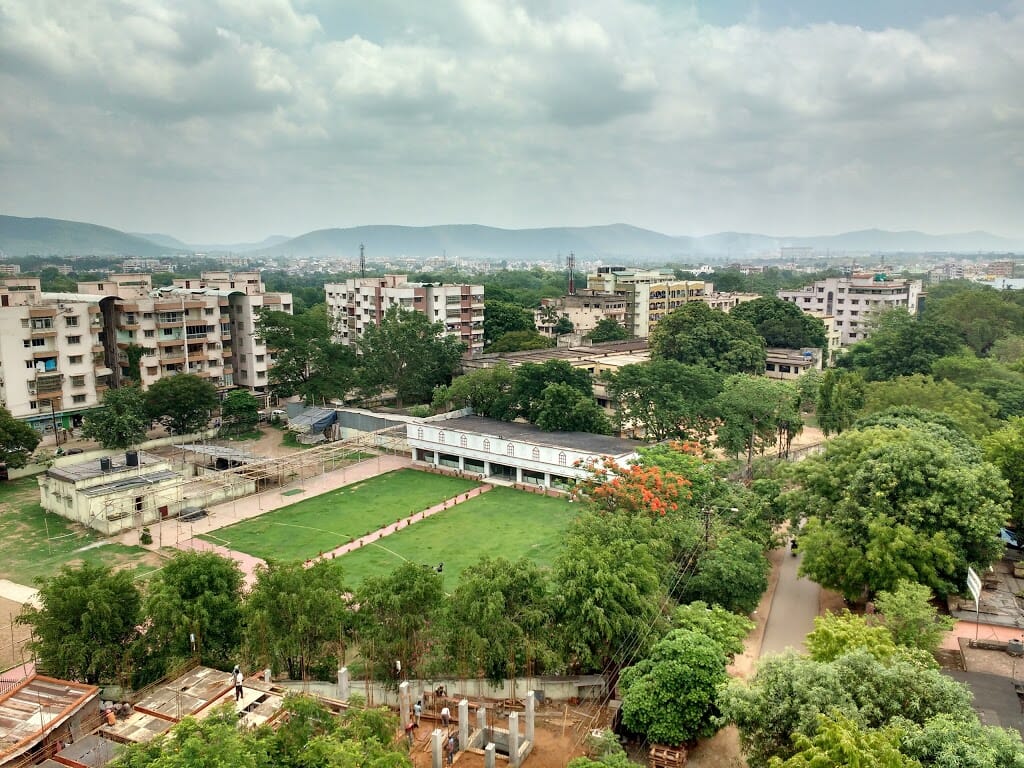 Aerial view of a part of Jamshedpur city in eastern India